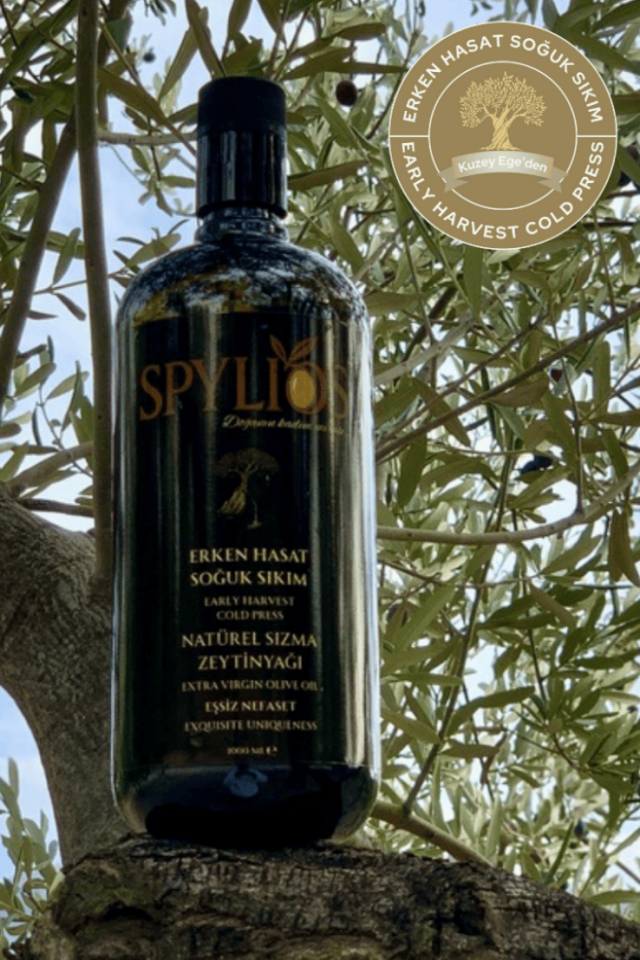 Spylios Natürel Erken Hasat Soğuk Sıkım Sızma Zeytinyağı 1000 Ml Cam Şişe (2025-2026 Sezonu Yeni Hasat)