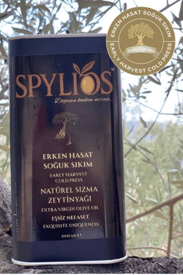 Spylios Natürel Erken Hasat Soğuk Sıkım Sızma Zeytinyağı 1000 ml Teneke (2025-2026 Sezonu Yeni Hasat)