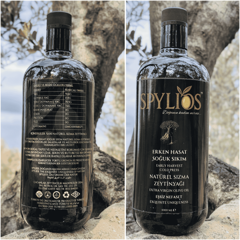 Spylios Natürel Erken Hasat Soğuk Sıkım Trilye Sızma Zeytinyağı 1000 Ml Cam Şişe (2025-2026 Sezonu Yeni Hasat)
