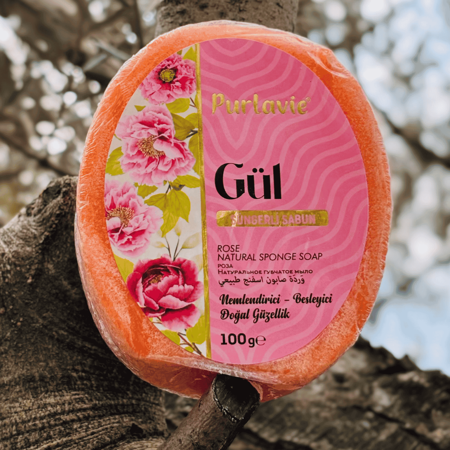 Güllü Süngerli Banyo ve Duş Sabunu