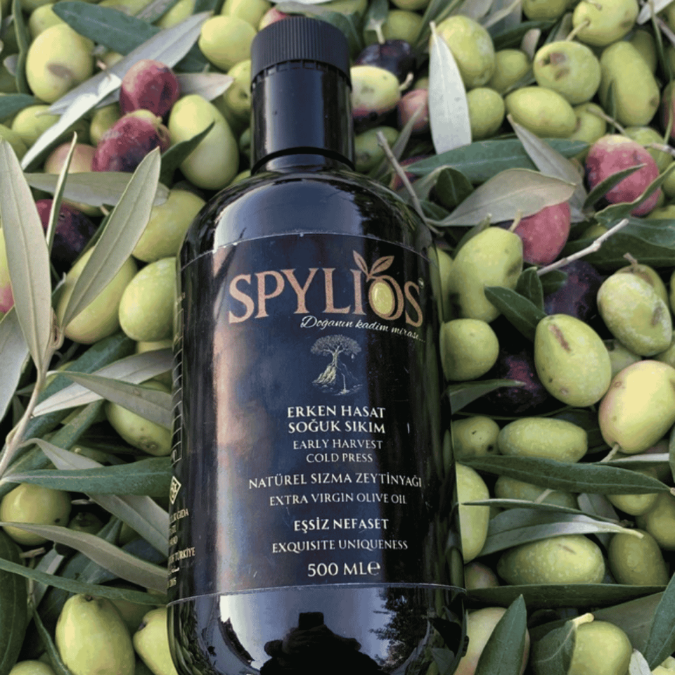 Spylios Natürel Erken Hasat Soğuk Sıkım Domat Sızma Zeytinyağı Set 4'lü 500 ML Cam Şişe